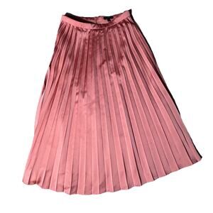 J.Crew Dusty Pink Satiny Pleated Lined Skirt Womens Sz 4 Preppy Classic Office